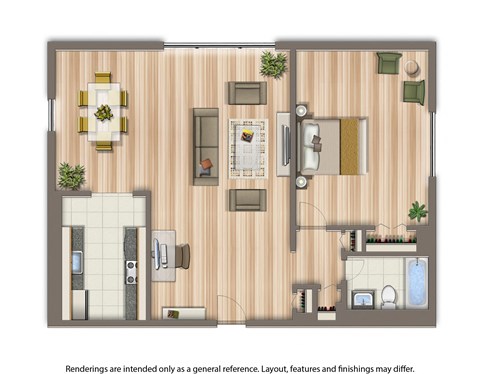 clarence house 1 bedroom apartment floor plan rendering